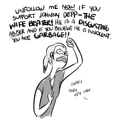 plebcomics:been sitting on this comic for a bit now since i wasnt sure how to convey the point. which is both sides need to stop running their fuckin mouths about whether or not hes guilty or innocent and just wait for the due-fuckin-court process. THEN