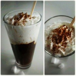 toomuchlefttosay:  Chilled coffee with vanilla ice cream and whipped cream #selfmade #Yum #coffee #icecream