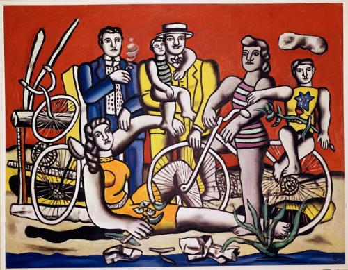Fernand Léger (French; 1881–1955)Les Loisirs sur Fond Rouge = Leisure with Red BackgroundOil on canv