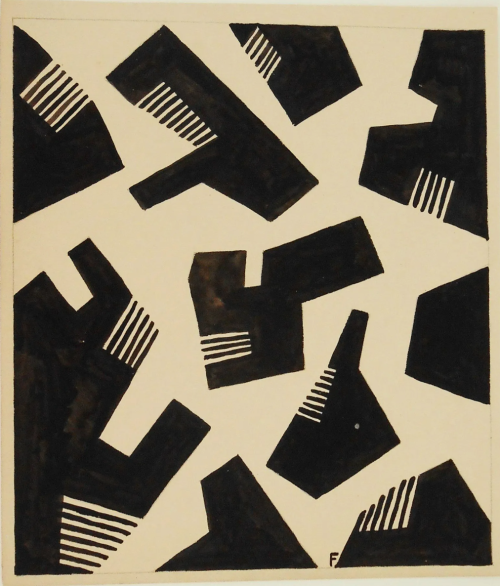 Otto Freundlich Abstract Ink Drawings on Woven Paper, before 1940.(via liveauctioneers.com)