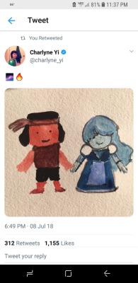 periscully:For some reason, seeing the voice actress for Ruby doodle Ruby and Sapphire in water colors and then Rebecca Sugar being so excited about it warms my heart.