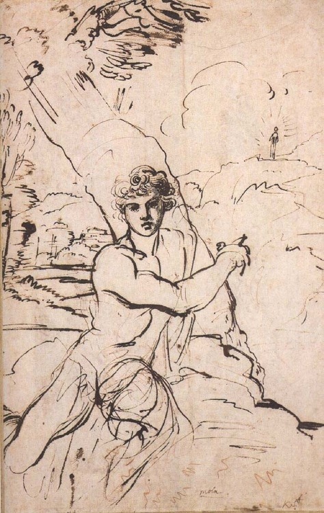 aruspices: Pier Francesco Mola (1612-1666), St. John the Baptist pointing to Christ