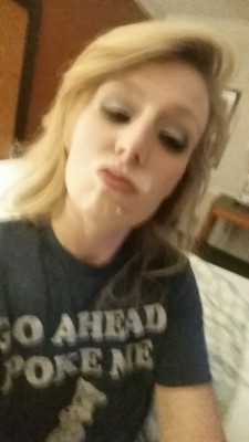 tinyteensbigcocks:  My girl took this photo…a little blurry, but there’s cum all over her face. She took this after fucking a random guy in our hotel room while I hid and listened from the closet…he had no idea! It was one of the hottest things