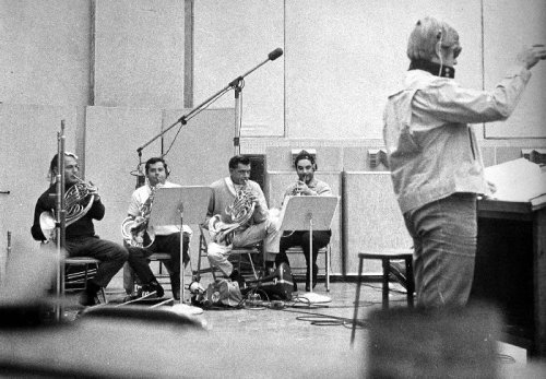 David Axelrod recording some horn players for the Electric Prunes album &lsquo;Mass In F Minor&a