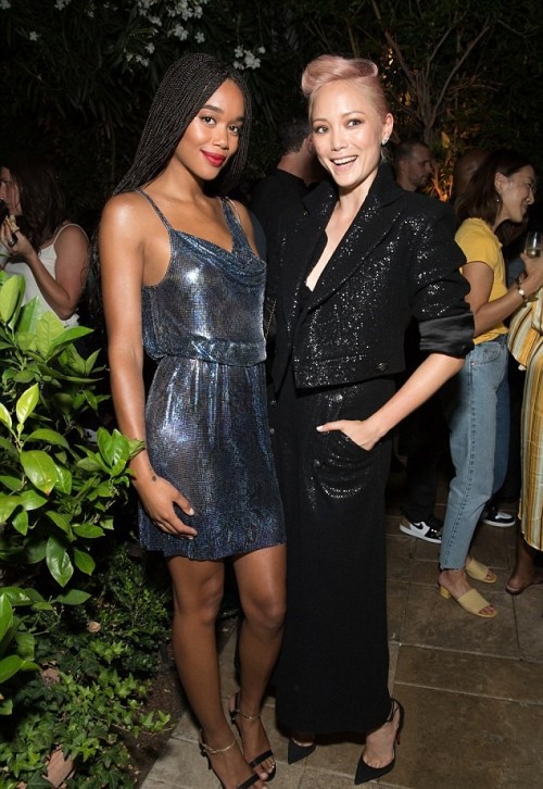 Laura Harrier and Pom Klementieff at the BLACKKKLANSMAN premiere after-party