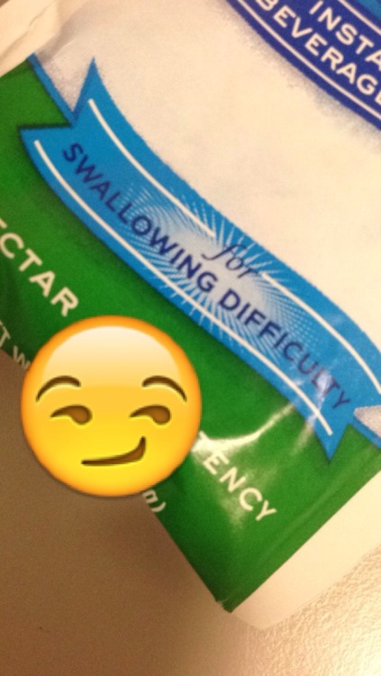 I’m at my moms work and I found a packet of food thickener that I can relate to