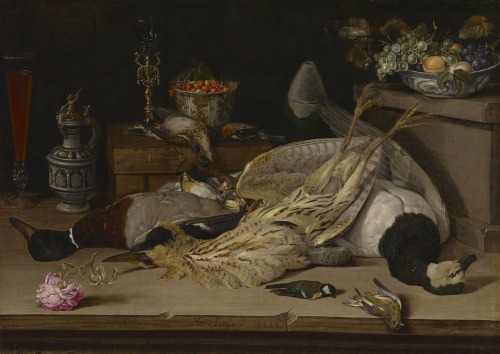 Still Life with Dead Birds by Christoffel van den Berghe (with detail of artist’s signature and date