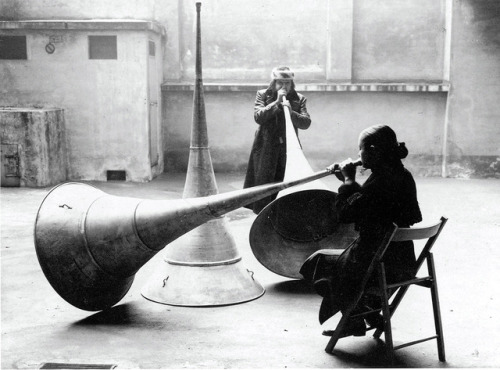 6thsensical:poetryconcrete:The Trumpets of Judgement, (performance view), by Michelangelo Pistoletto