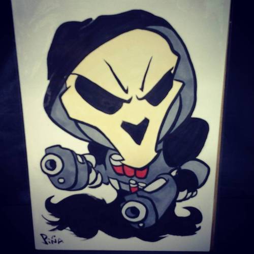 #overwatch #chibi #reaper at #denvercomiccon ! #denver #ink #markers #brushes (at Denver Comic Con)