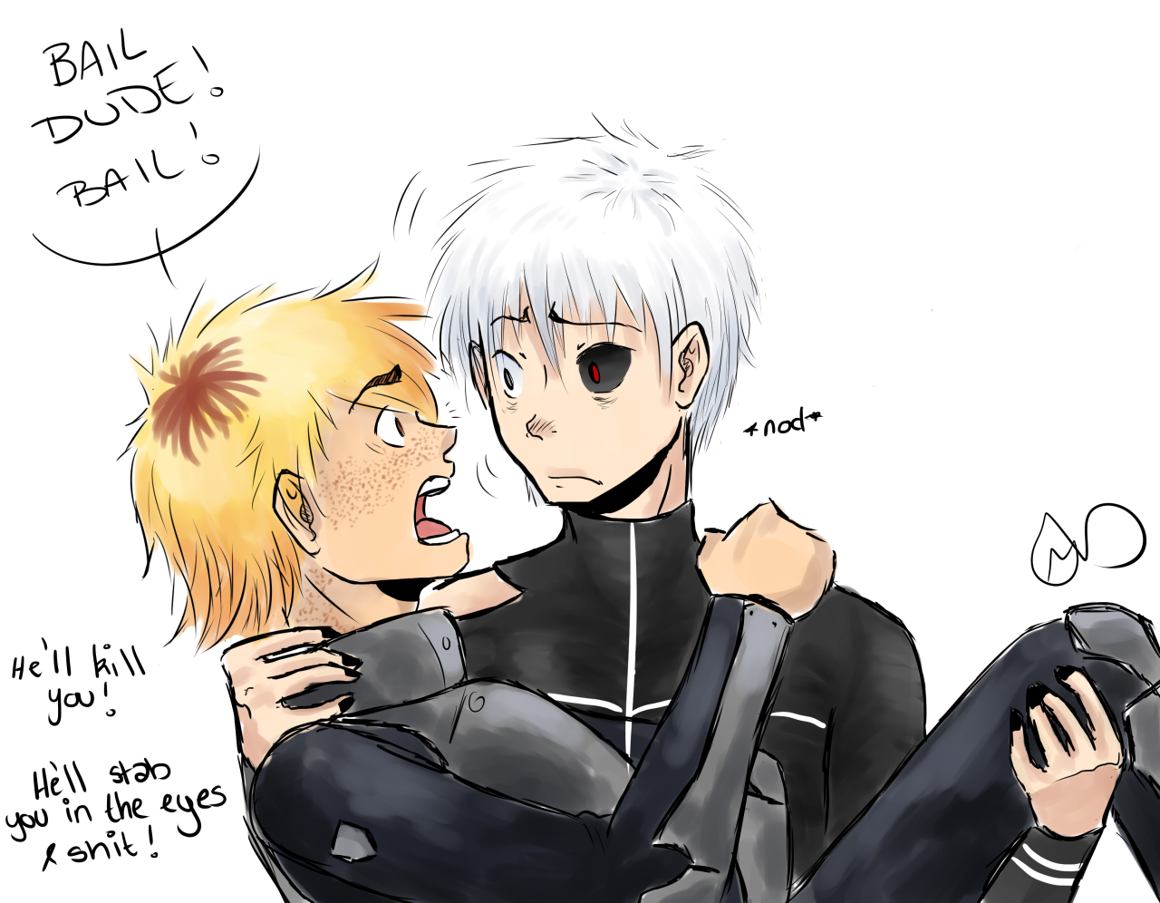 mildlycuriousdragon:  Doodle thing based on a conversation between kanekis-perky-buttocks and