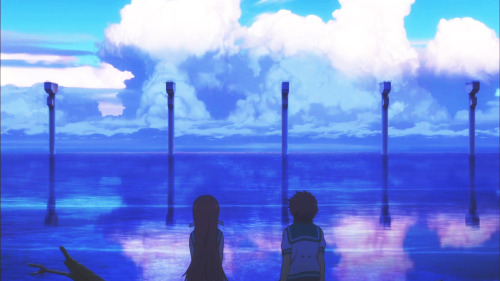 maieruchan:  Melted into the sea,Melted into the air,Going beyond time,The feelings are passed down. This world is filled,With so many shining feelings. 