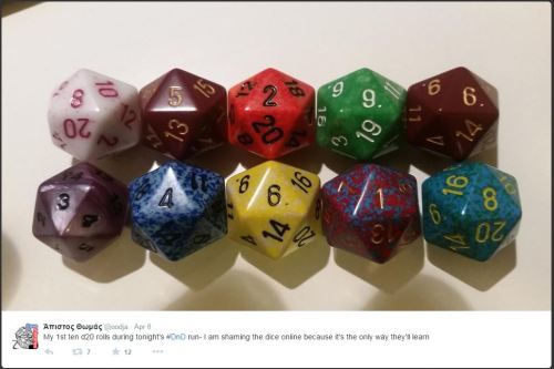 My 1st ten d20 rolls during tonight’s DnD run- I am shaming the dice online because it’s