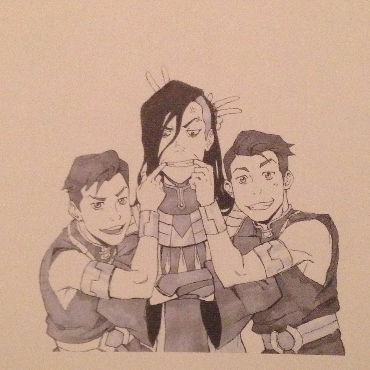 fireferretfuzzies:  Beifong sibs being sibs in the Book 3 Artbook 