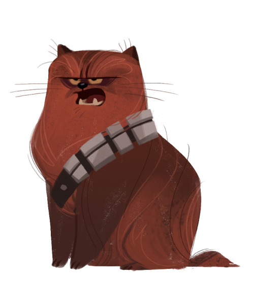 dailycatdrawings: 439: Catbacca (7 Days to Star Wars) The Star Wars countdown begins, with cats. So 