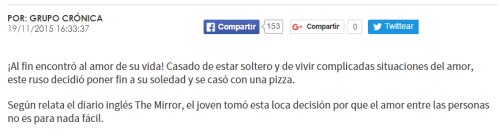 murallamuerta:  Gracias por enviarme esta noticia @ana-lucia12 me identifico xDDDD Ver link de la noticia (NO FAKE)  >> http://www.cronica.com.ar/article/details/48061/amor-a-la-pizza-se-caso-con-una-grande-de-muzza << 