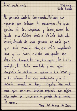 aviones-de-papel:  xombiectm:  Reblog por favor :D No importa cuando lo leas :3 PD disculpa mi fea letra  y aquí es cuando yo me pregunto si la leyó la niña o noXDD):&lt;33   Ecuador !!!