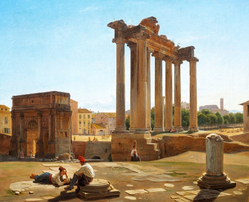 Constantin Hansen - View of the Roman Forum with the Temple of Concordia and the Arch of Septimius S