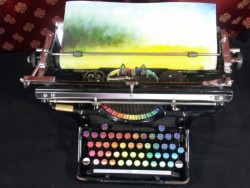 coolthingoftheday:  Artist Tyree Callahan modified an old-fashioned typewriter, replacing the letters and keys with color pads and hued labels to create a painting device called the Chromatic Typewriter. [x] 