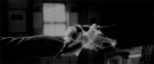 dameronfinn:A thin tongue of brilliant flame issued from the wand and wound its way around their han