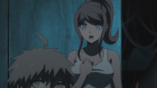 I just love the stares Naegi gives to Mitarai after having learned of the brainwashing videos