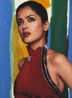 pink-variegated: Salma Hayek by Gilles Bensimon for ELLE US - April, 2000 x Helen Frankenthaler 