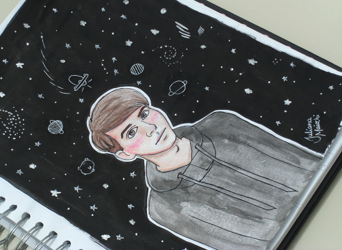 itsmaiochi:space boy dan, 2016. watercolour, colored pencils and nanquim // speed painting: (x)