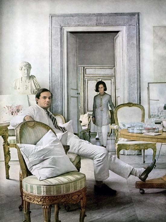 Cy Twombly and his wife, Tatiana Franchetti, in Rome, 1966
They got married in 1959, she died in 2010, and he died a year later. That’s one classy-looking couple. (Photograph by Horst P. Horst for Vogue) More photos of their place, here.