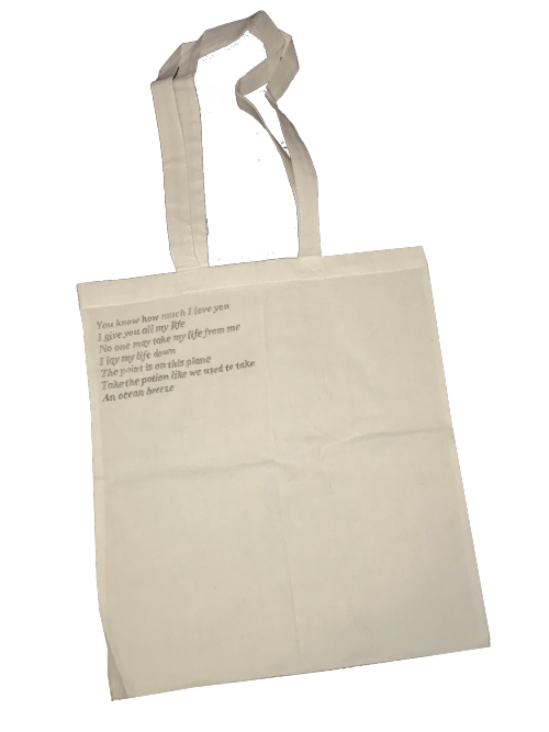 adobecreativesuite:“I am Very Very sorry - Capiche?” / Psychic TV - White Nights lyrics tote bag. Ha