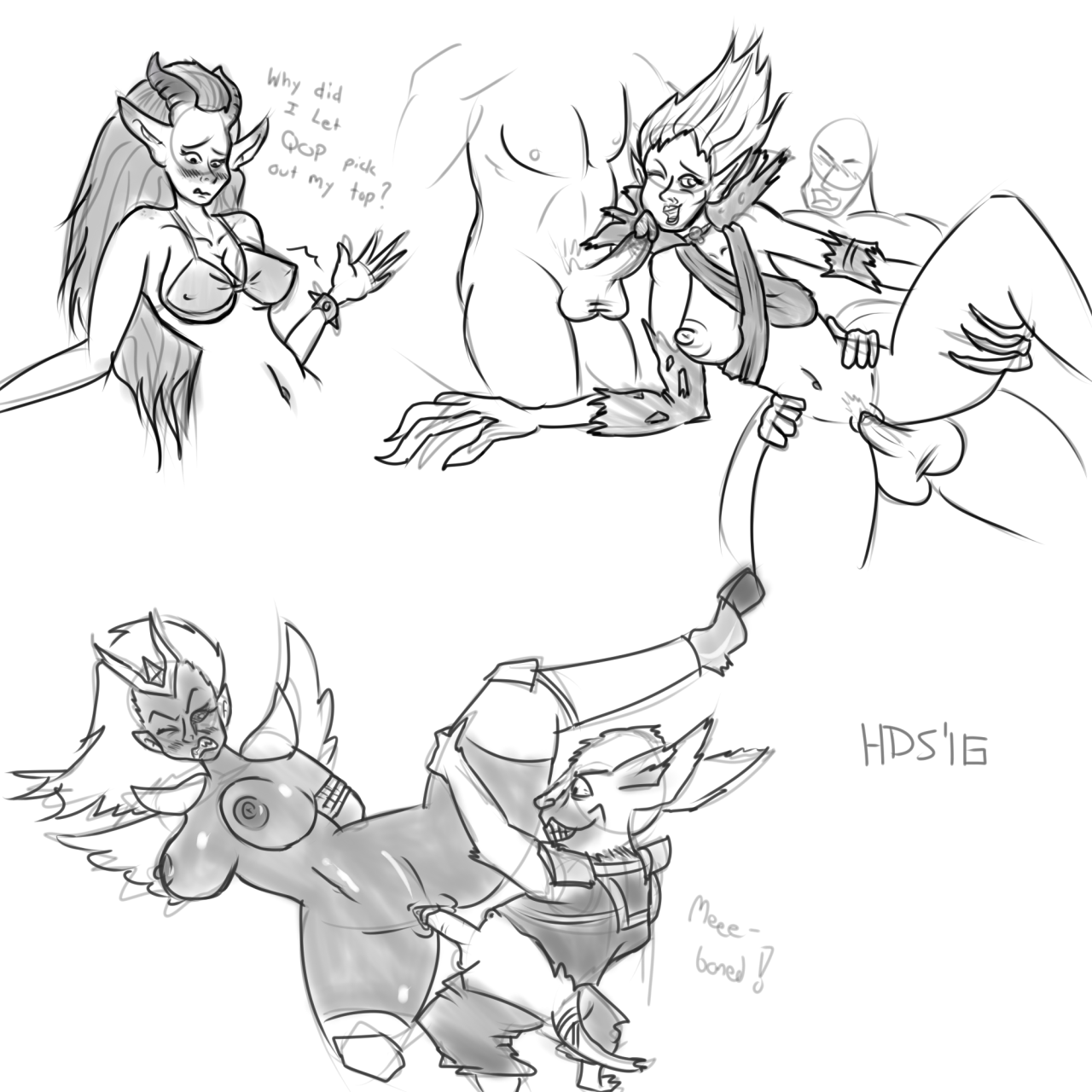 Dota sketch dump feat. Enchantress, Death Prophet, Vengeful and Meepo.