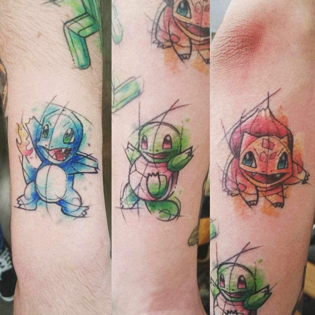 tatoueur on Tumblr: Sketchito aquarello Pokemons de base, avec feintage de  couleurs, merci Youri. #toulouse #tatouage #tattoo #tattoooftheday