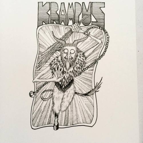 More #krampus art. He’s gonna getcha! #penandink #christmas #wip #art #illustration #halloween