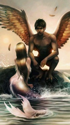 quirkinkynj:  voodooprincessrn:  The mermaid and her Angel   @hislittlebookishbelle