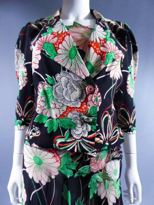 Molyneux Flowered printed Dress, Circa 1930