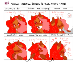 missromancedy:  And now to make it up for the evil meme, have the lovey dovey version~! The “NOT doing hurtful things to your waifu chart” and she is utterly smitten in this one (this is how she’d pretty much act if she ever did fall in love) Yay