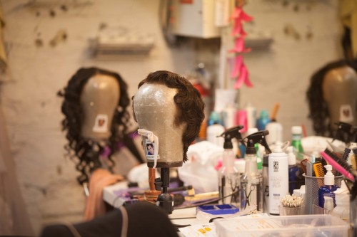 John Rapson’s wig is prepped, ready and waiting. Photo by maxgordonphotography.