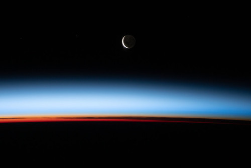 Crescent Moon Over The Blue Earth