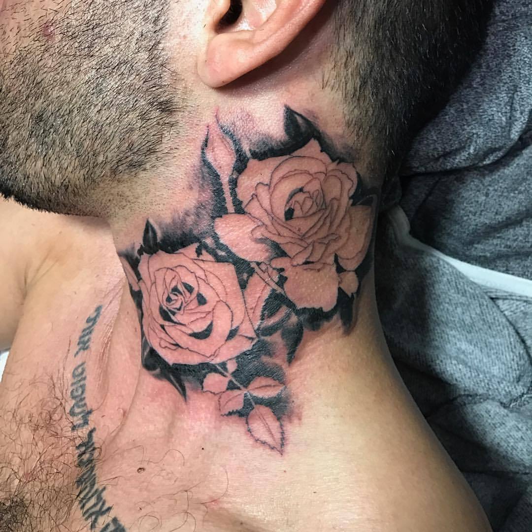 Black and Grey Spot Shading Flower Tattoo