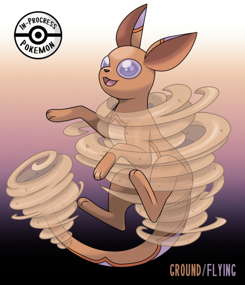 inprogresspokemon:This Ground/Flying Eeveelution was inspired by sandstorms and whirlwinds.Named: ??