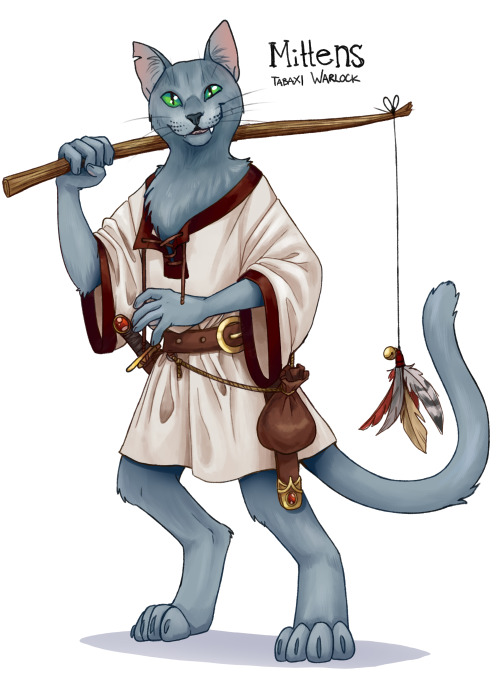 i finished the colours on this drawing of my Tabaxi Warlock, MIttens.