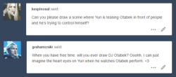 nikkiyan:Yuri didn’t resist the DJ Otabek 