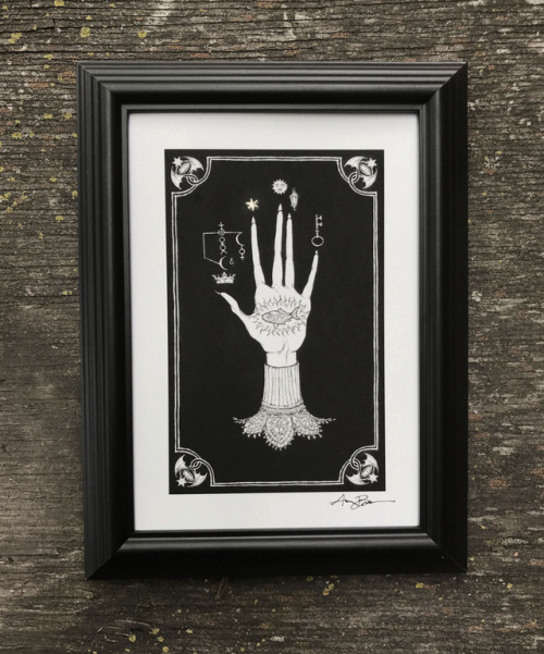 I have several framed (and non framed) Giclee Prints of my Hand of Alchemy design currently availabl