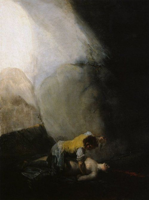 fetishofsilence:Francisco de Goya, Bandit Murdering a Woman, oil on canvas - ca. 1798-1800