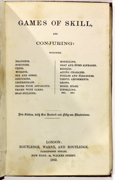 Games of Skill &amp; Conjuring [intricate gilt blocked cover detail]London 1862 - New edition with 1