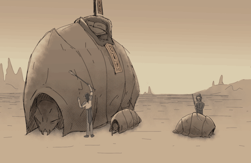 Some Ashlanders Taking Care Of Their Silt Striders. I Like To Think They Take Better Care Of Them Than