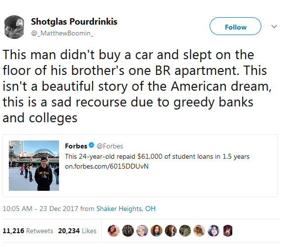 whyyoustabbedme:  When someone actually paying off their student loans makes news,