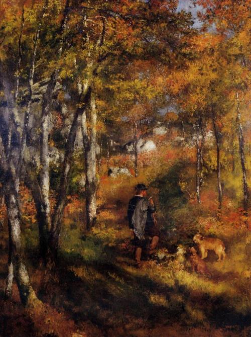 The Painter Jules Le Coeur Walking His Dogs in the Forest of Fontainebleau, 1866, Pierre-Auguste Ren