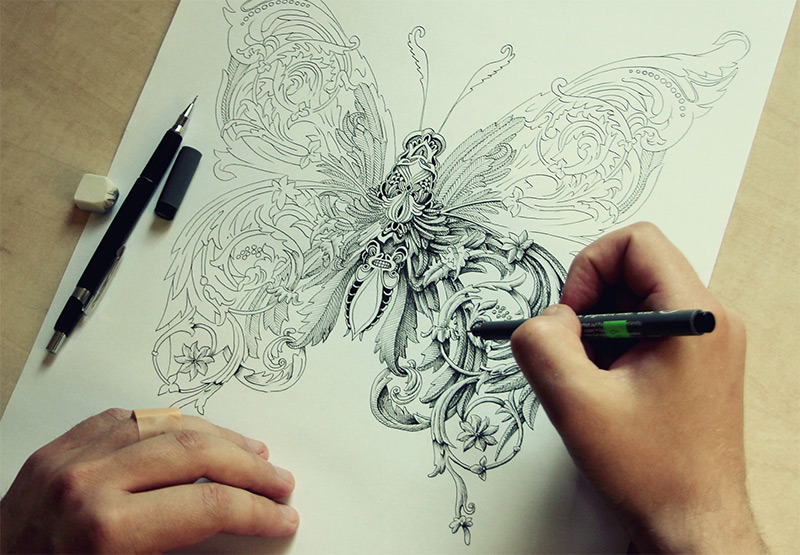 itscolossal:  Phenomenal new insect drawings from Latvian illustrator Alex Konahin