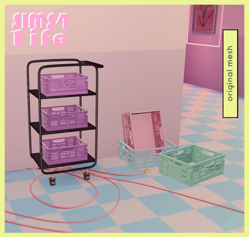 sims41ife:Pastel crate setSet includes: crate, crate upside down, crate pile, crate shelf, 2 types o