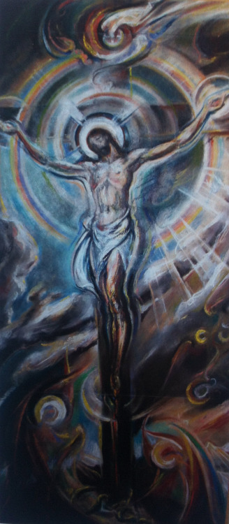 Slava Raspetog, pastel, 64 x 30cm, 1991.(Crucified glory, pastel,  64 x 30cm, 1991.)