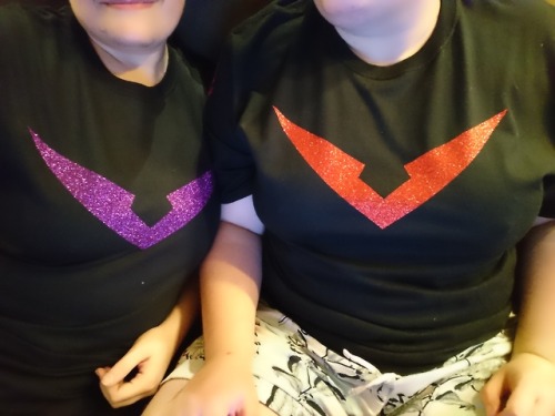 Made some GAY AS HELL paladin shirts for me and the boif. We liked the hot topic ones, but the boif 